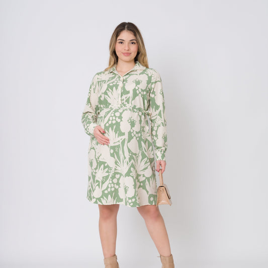 VESTIDO EMILY VERDE  3/4 o MANGA LARGA