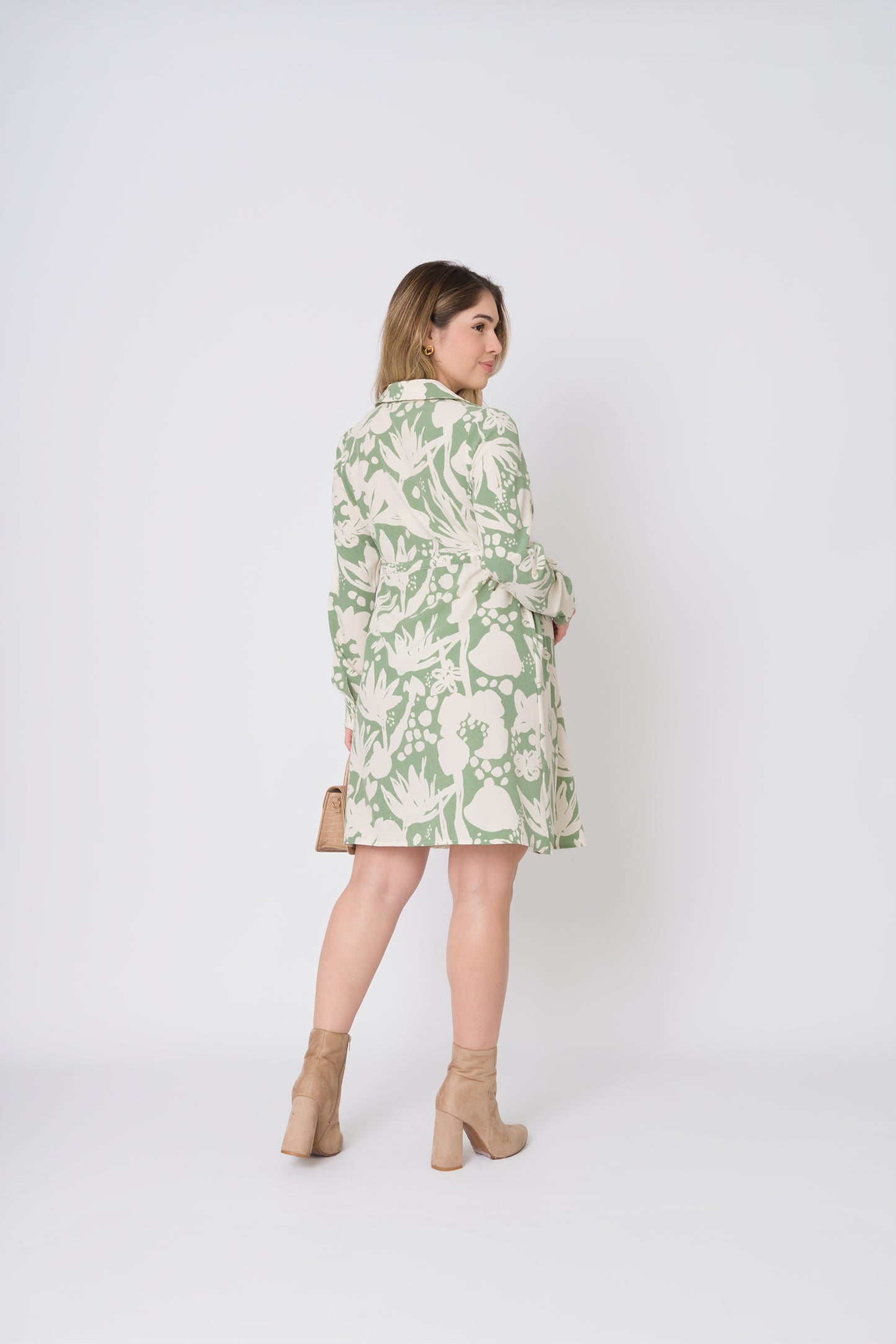 VESTIDO EMILY VERDE  3/4 o MANGA LARGA