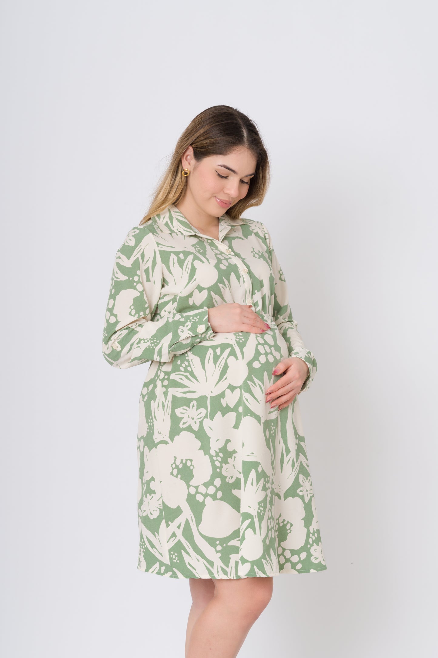 VESTIDO EMILY VERDE  3/4 o MANGA LARGA