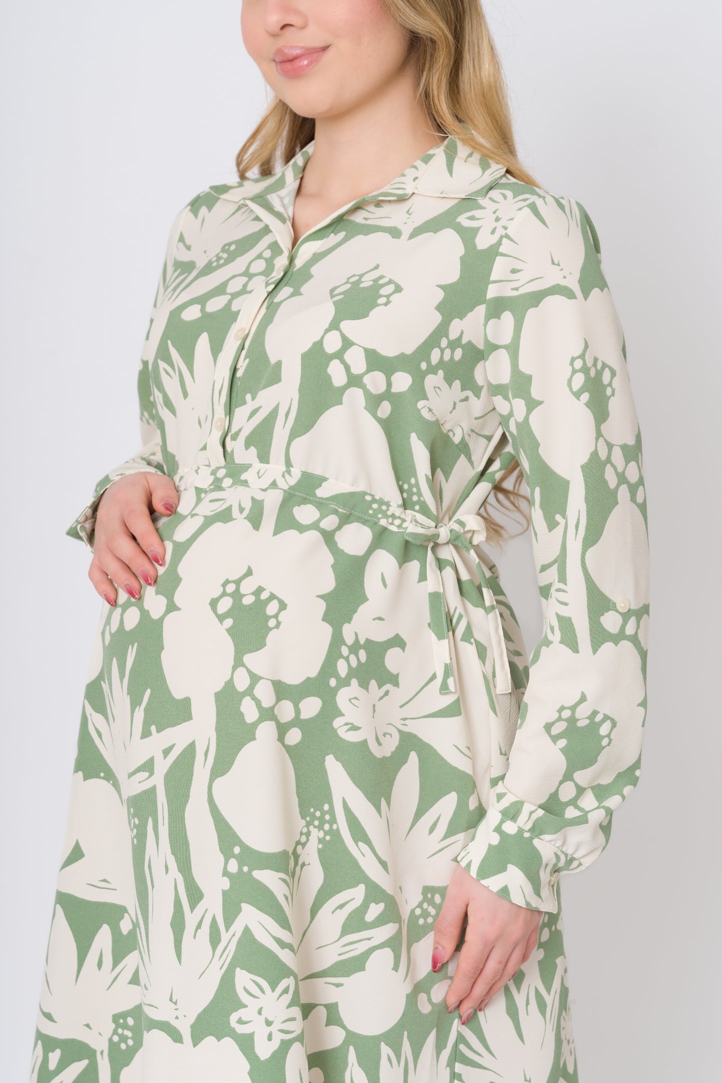 VESTIDO EMILY VERDE  3/4 o MANGA LARGA