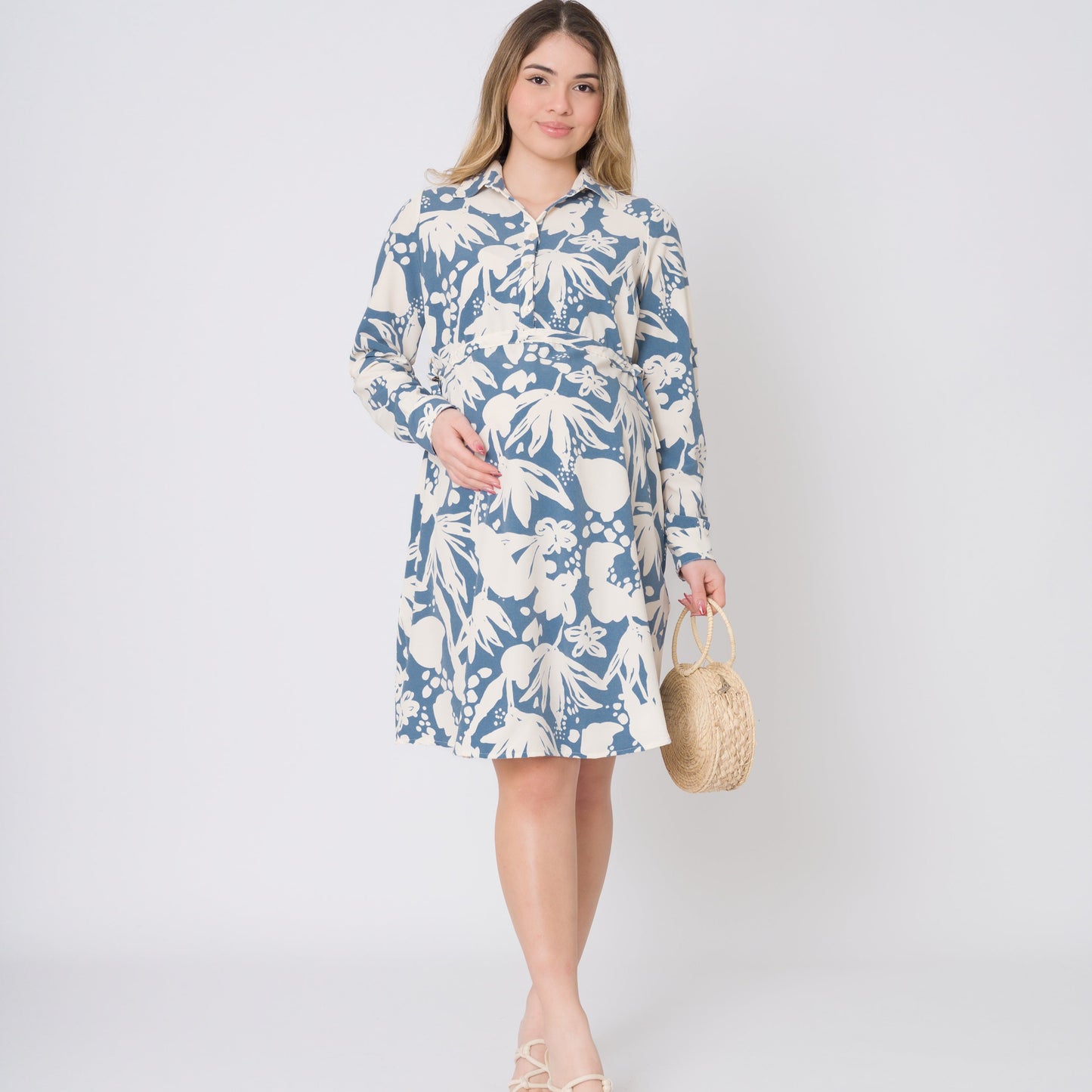 VESTIDO EMILY CELESTE 3/4 o MANGA LARGA